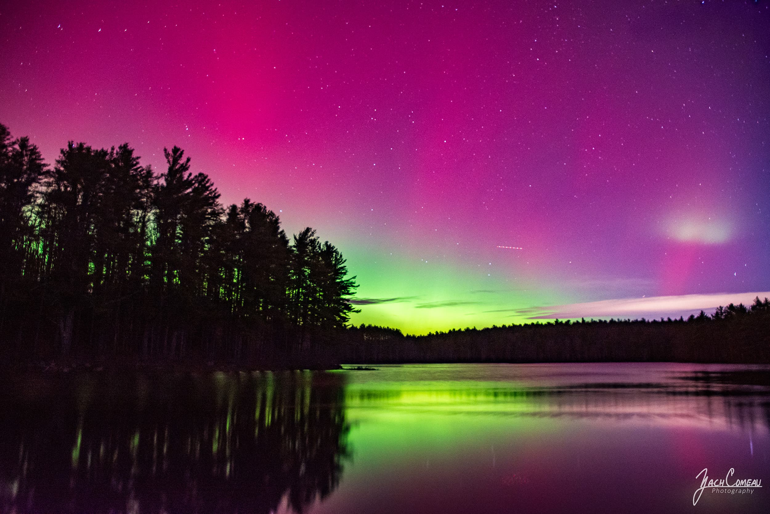 Northern Lights over Cowee Pond in Gardner